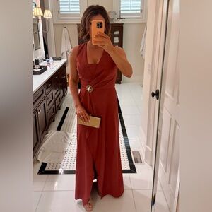 AMSALE Cayenne Crepe Wedding Guest Formal or Bridesmaid Dress (BRA FRIENDLY)